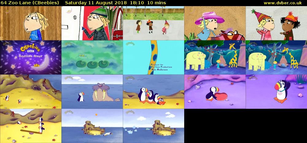 64 Zoo Lane (CBeebies) Saturday 11 August 2018 18:10 - 18:20