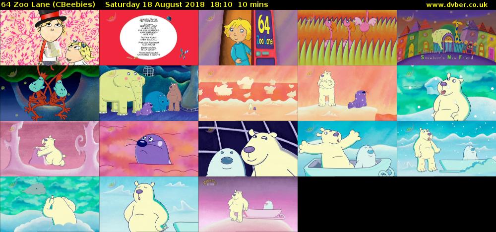 64 Zoo Lane (CBeebies) Saturday 18 August 2018 18:10 - 18:20