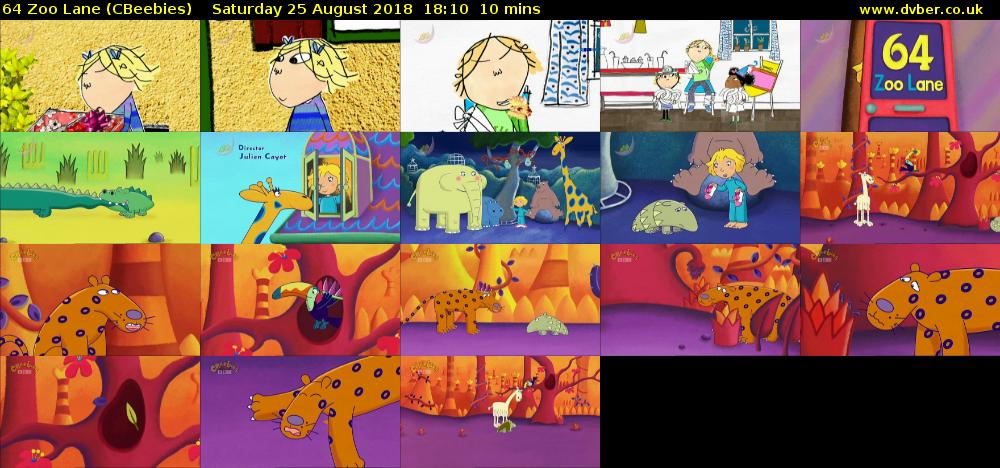64 Zoo Lane (CBeebies) Saturday 25 August 2018 18:10 - 18:20