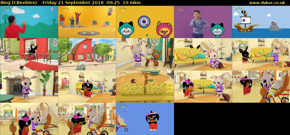 Bing (CBeebies) Friday 21 September 2018 09:25 - 09:35