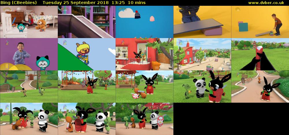 Bing (CBeebies) Tuesday 25 September 2018 13:25 - 13:35