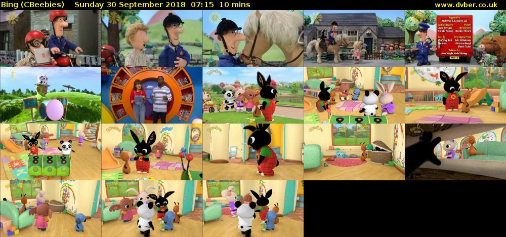 Bing (CBeebies) Sunday 30 September 2018 07:15 - 07:25