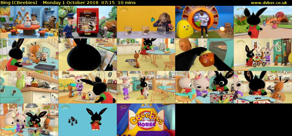 Bing (CBeebies) Monday 1 October 2018 07:15 - 07:25