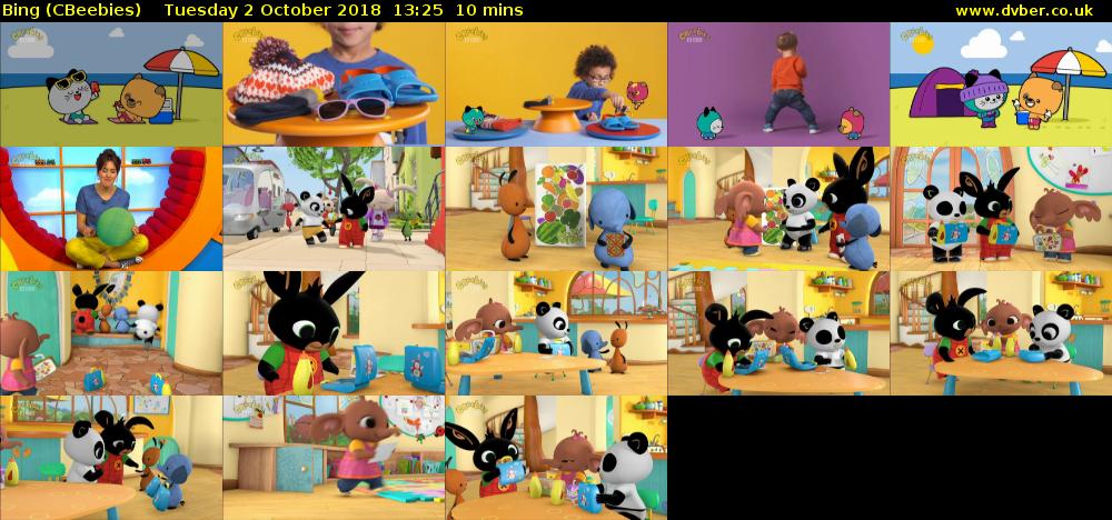 Bing (CBeebies) Tuesday 2 October 2018 13:25 - 13:35
