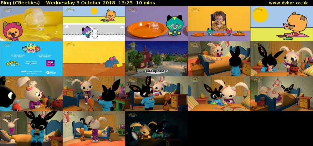 Bing (CBeebies) Wednesday 3 October 2018 13:25 - 13:35