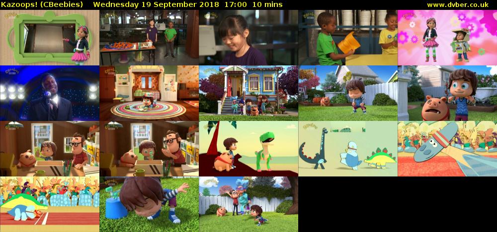 Kazoops! (CBeebies) Wednesday 19 September 2018 17:00 - 17:10