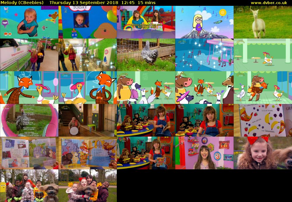 Melody (CBeebies) Thursday 13 September 2018 12:45 - 13:00