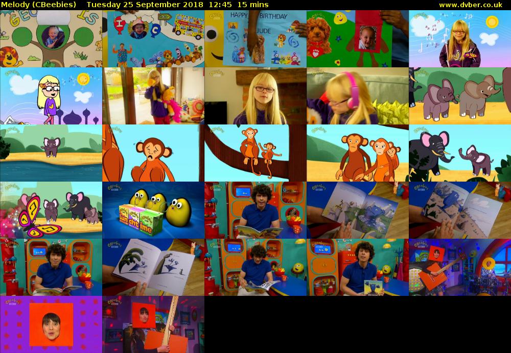 Melody (CBeebies) Tuesday 25 September 2018 12:45 - 13:00