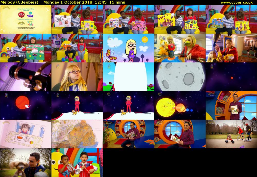 Melody (CBeebies) Monday 1 October 2018 12:45 - 13:00