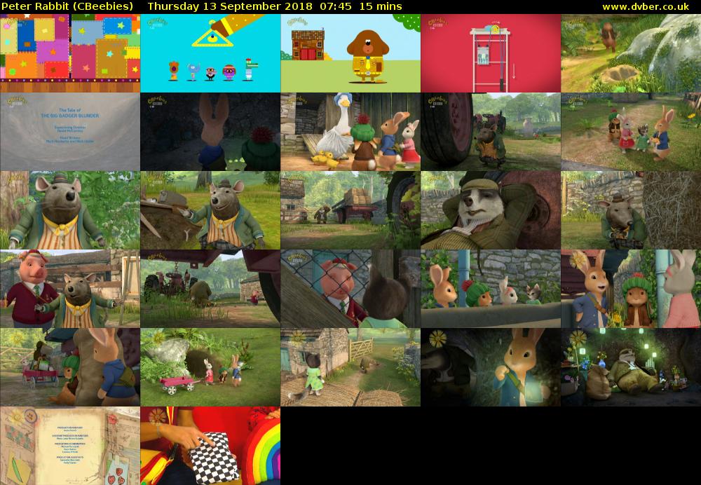 Peter Rabbit (CBeebies) Thursday 13 September 2018 07:45 - 08:00