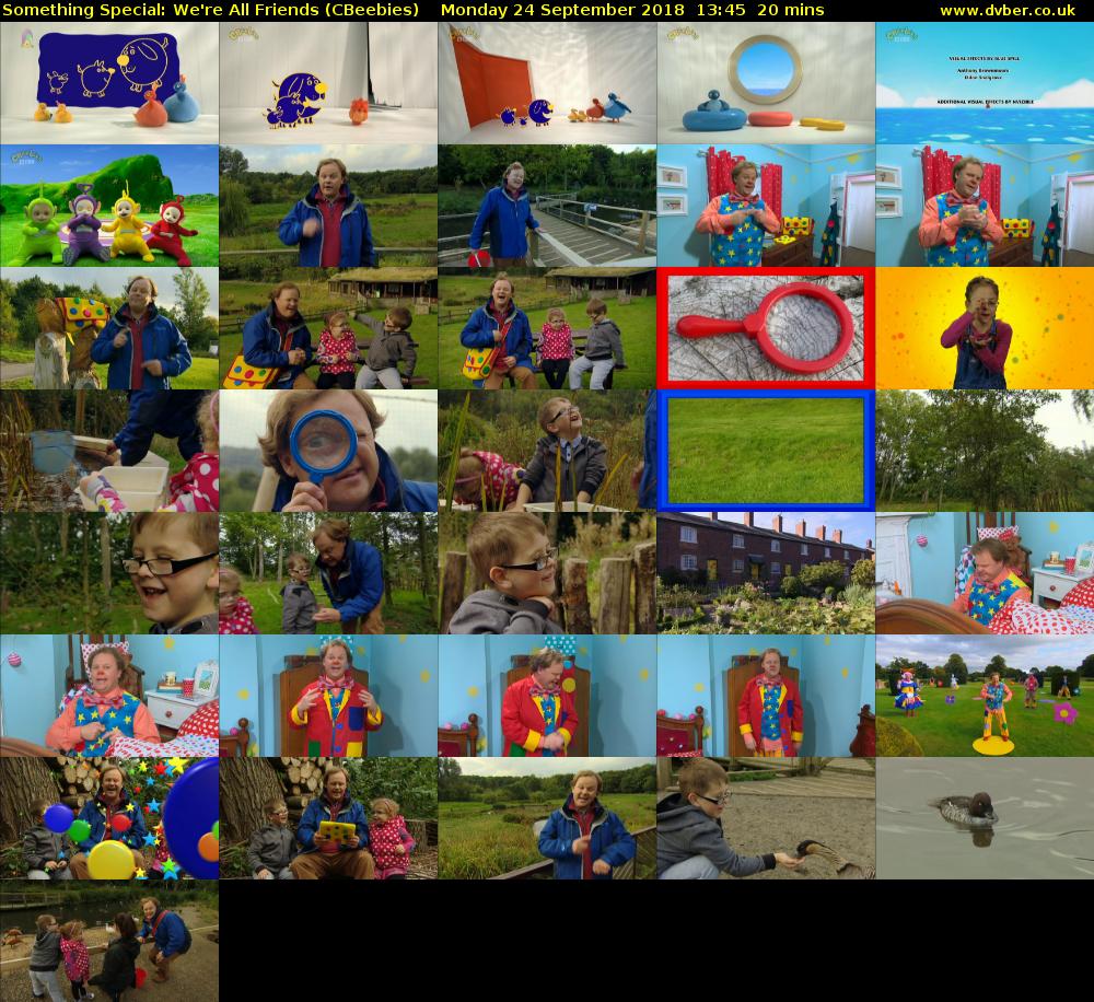 Something Special: We're All Friends (CBeebies) Monday 24 September 2018 13:45 - 14:05