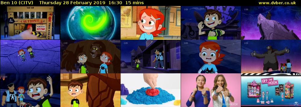 Ben 10 (CITV) Thursday 28 February 2019 16:30 - 16:45