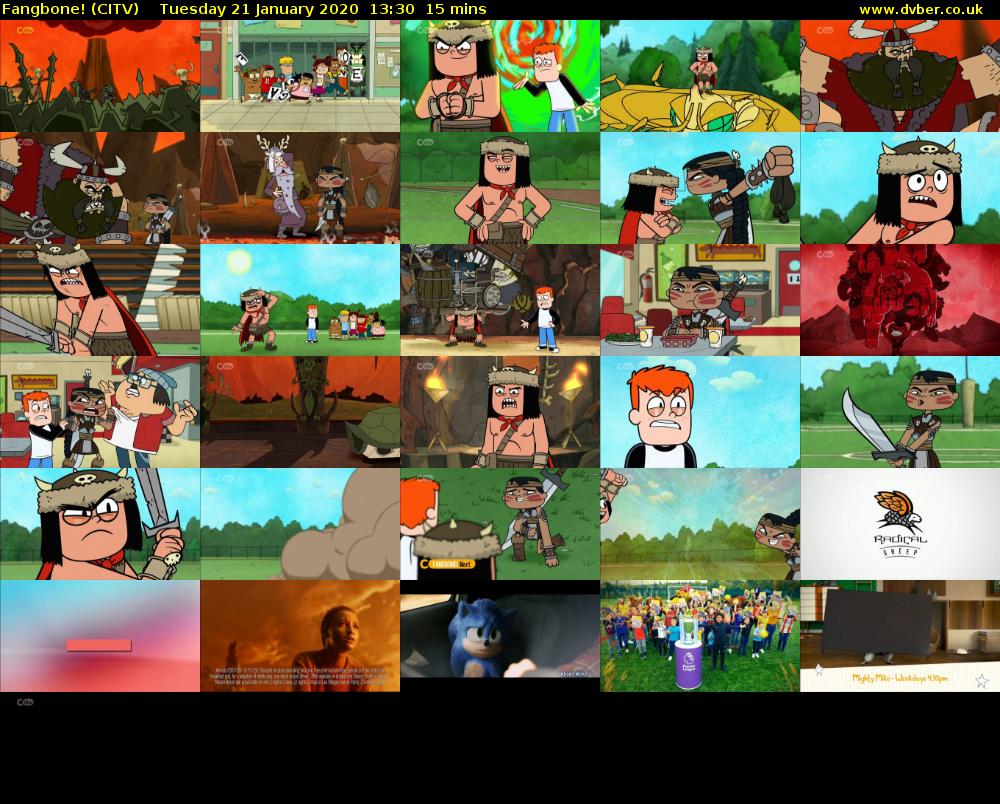 Fangbone! (CITV) Tuesday 21 January 2020 13:30 - 13:45