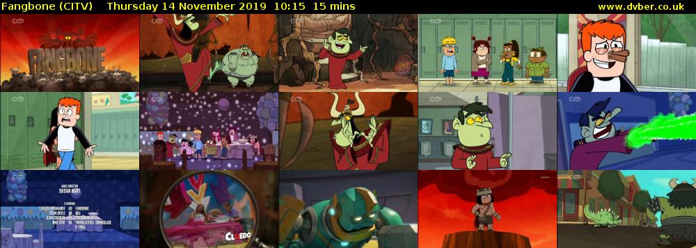 Fangbone (CITV) Thursday 14 November 2019 10:15 - 10:30