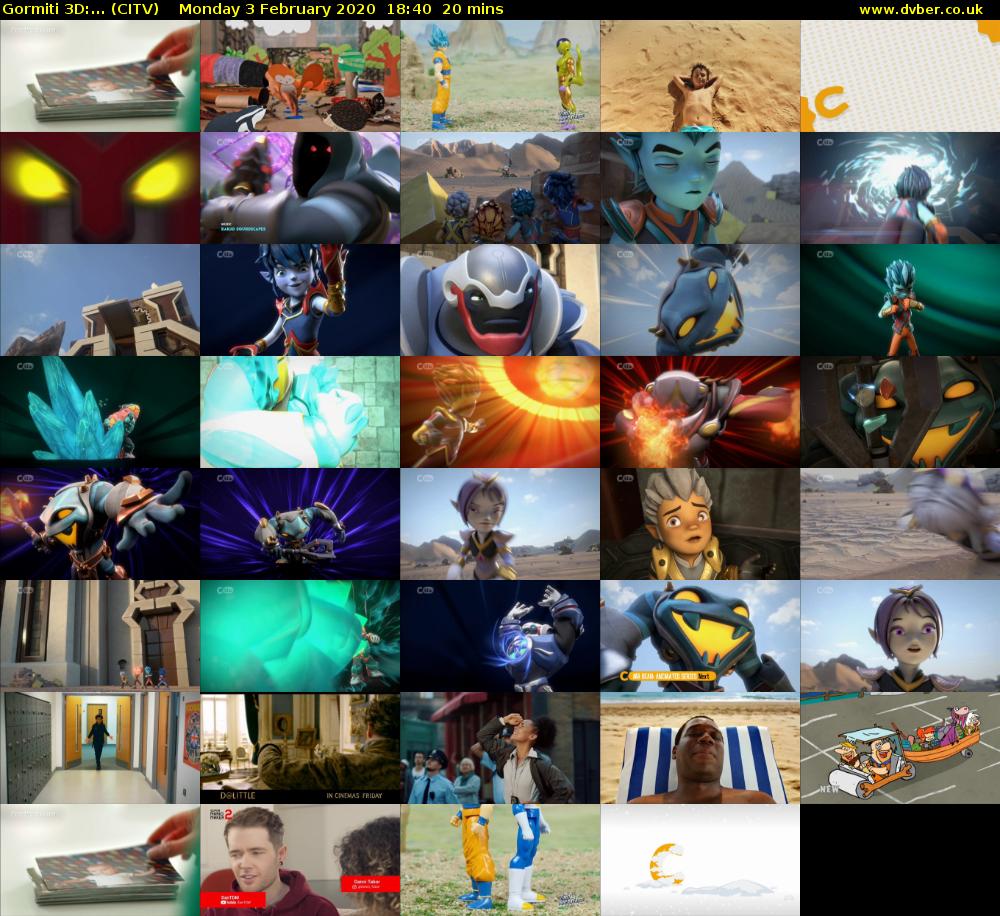 Gormiti 3d:... (CITV) Monday 3 February 2020 18:40 - 19:00