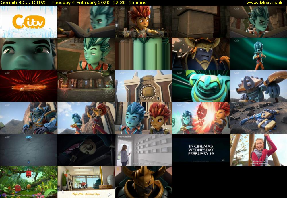Gormiti 3d:... (CITV) Tuesday 4 February 2020 12:30 - 12:45