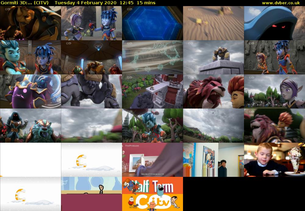 Gormiti 3d:... (CITV) Tuesday 4 February 2020 12:45 - 13:00