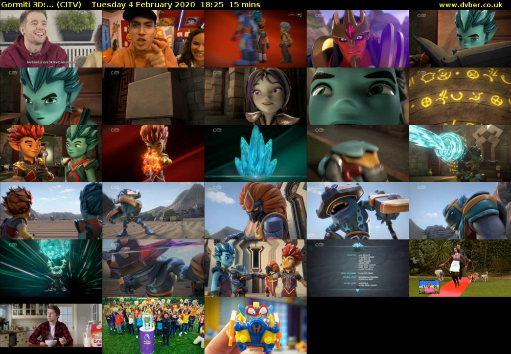 Gormiti 3d:... (CITV) Tuesday 4 February 2020 18:25 - 18:40