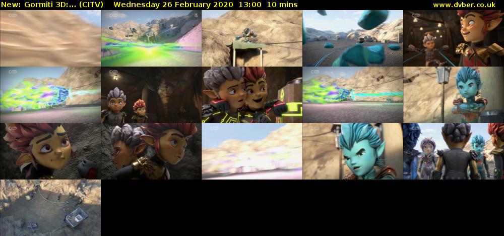 Gormiti 3d:... (CITV) Wednesday 26 February 2020 13:00 - 13:10