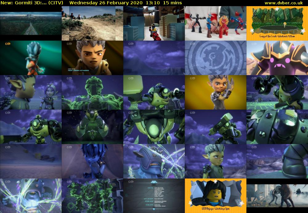 Gormiti 3d:... (CITV) Wednesday 26 February 2020 13:10 - 13:25