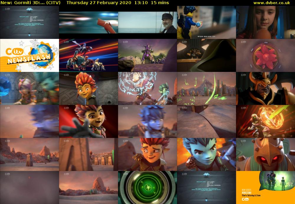 Gormiti 3d:... (CITV) Thursday 27 February 2020 13:10 - 13:25