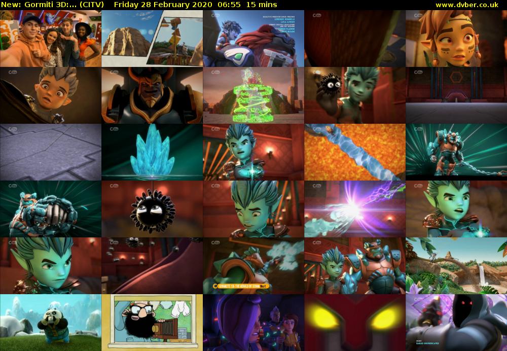 Gormiti 3d:... (CITV) Friday 28 February 2020 06:55 - 07:10
