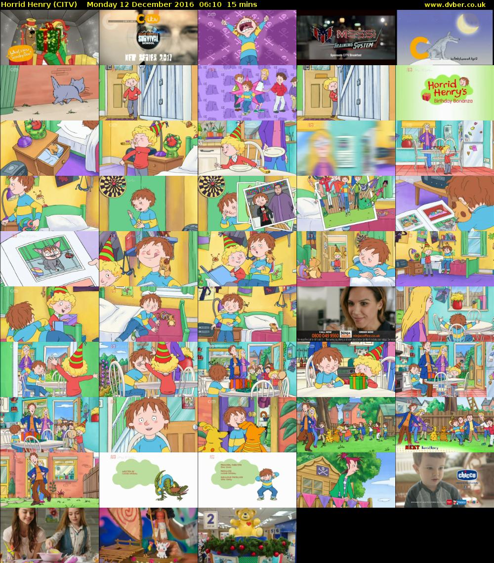 Horrid Henry (CITV) Monday 12 December 2016 06:10 - 06:25