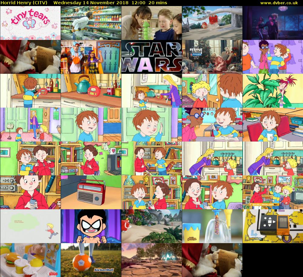 Horrid Henry (CITV) Wednesday 14 November 2018 12:00 - 12:20