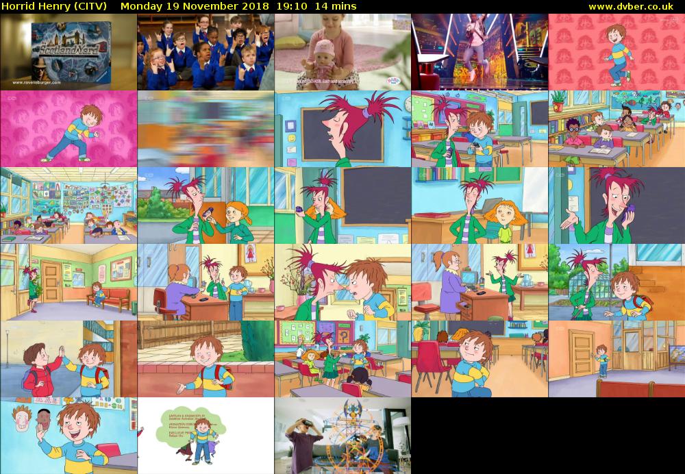Horrid Henry (CITV) Monday 19 November 2018 19:10 - 19:24