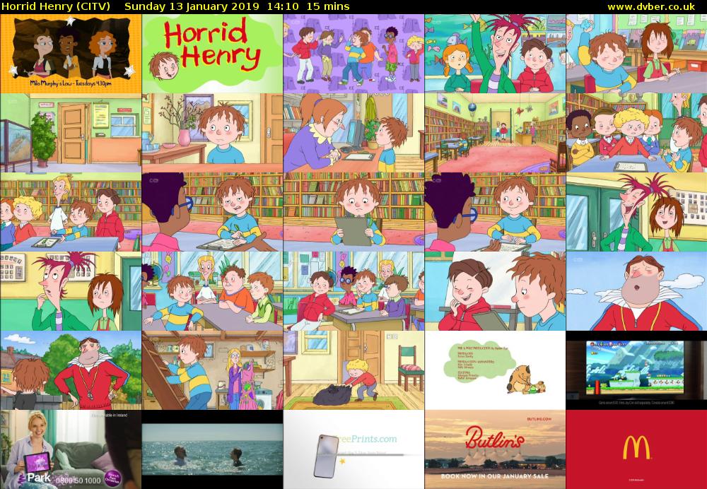 Horrid Henry (CITV) Sunday 13 January 2019 14:10 - 14:25