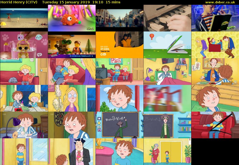 Horrid Henry (CITV) Tuesday 15 January 2019 19:10 - 19:25
