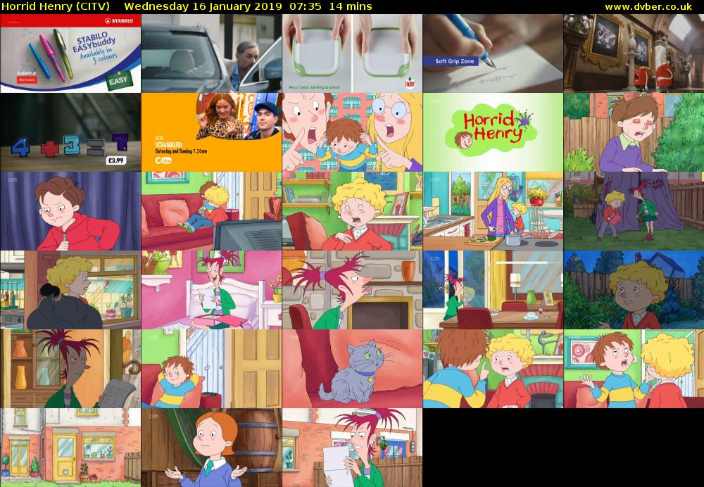 Horrid Henry (CITV) Wednesday 16 January 2019 07:35 - 07:49
