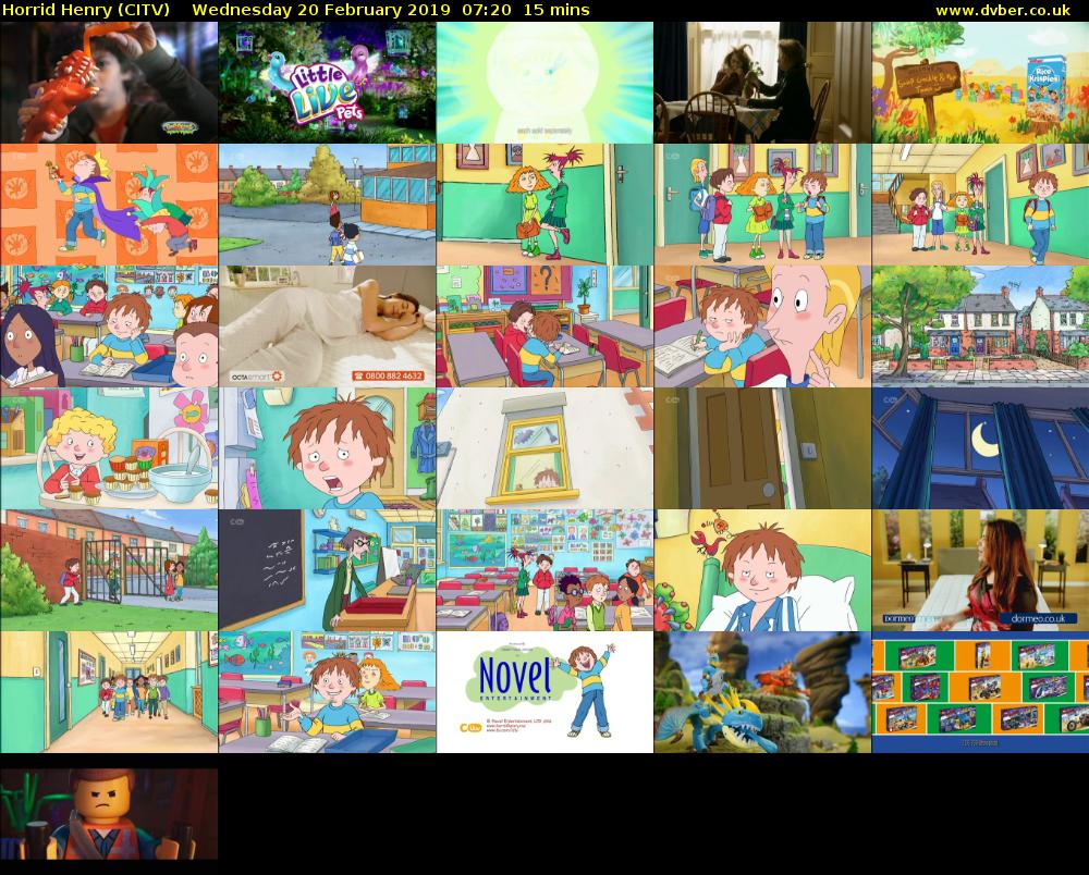 Horrid Henry (CITV) Wednesday 20 February 2019 07:20 - 07:35