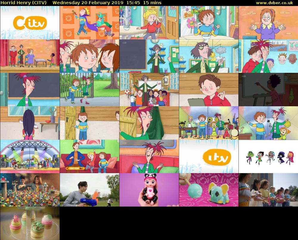 Horrid Henry (CITV) Wednesday 20 February 2019 15:45 - 16:00