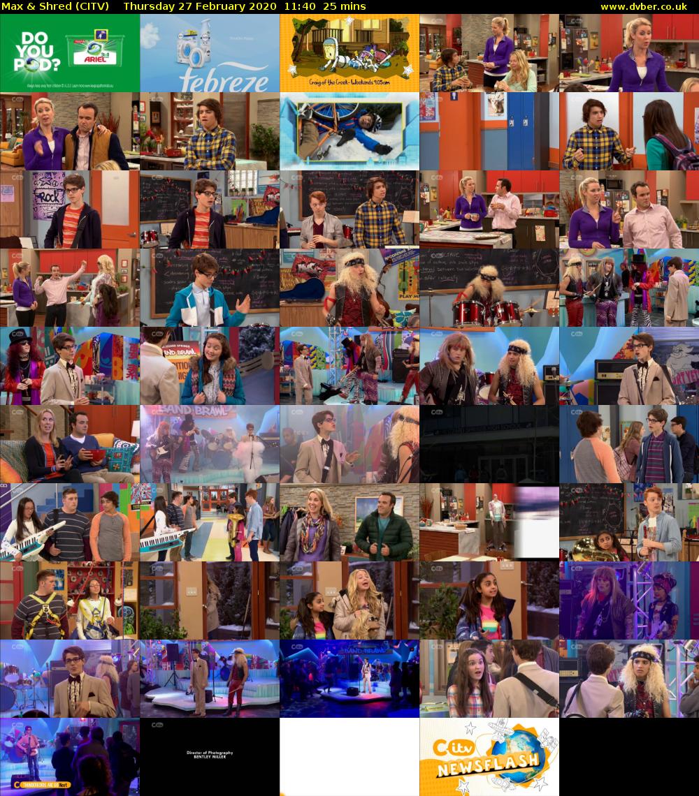 Max & Shred (CITV) Thursday 27 February 2020 11:40 - 12:05