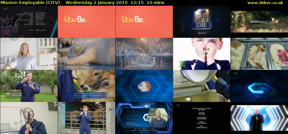 Mission Employable (CITV) Wednesday 2 January 2019 12:15 - 12:25