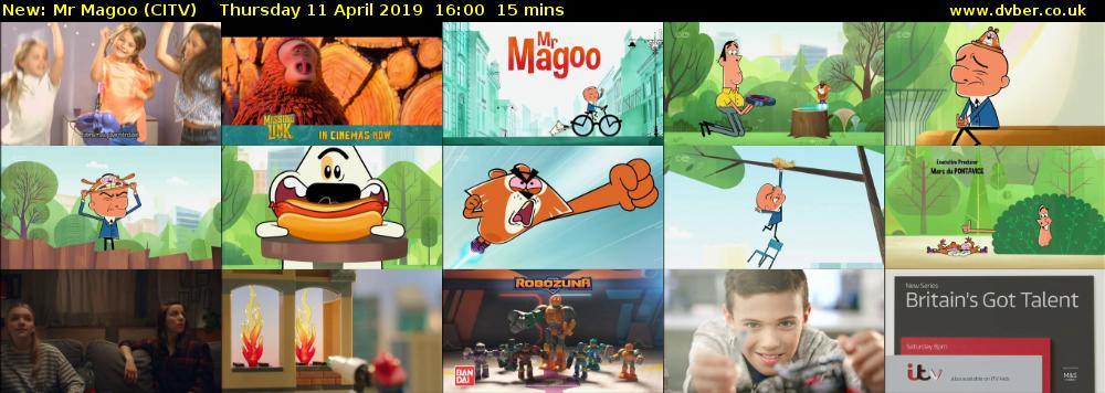 Mr Magoo (CITV) Thursday 11 April 2019 16:00 - 16:15
