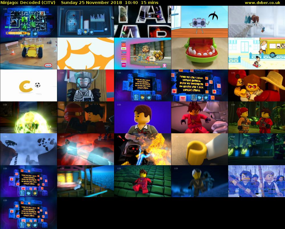 Ninjago: Decoded (CITV) Sunday 25 November 2018 10:40 - 10:55
