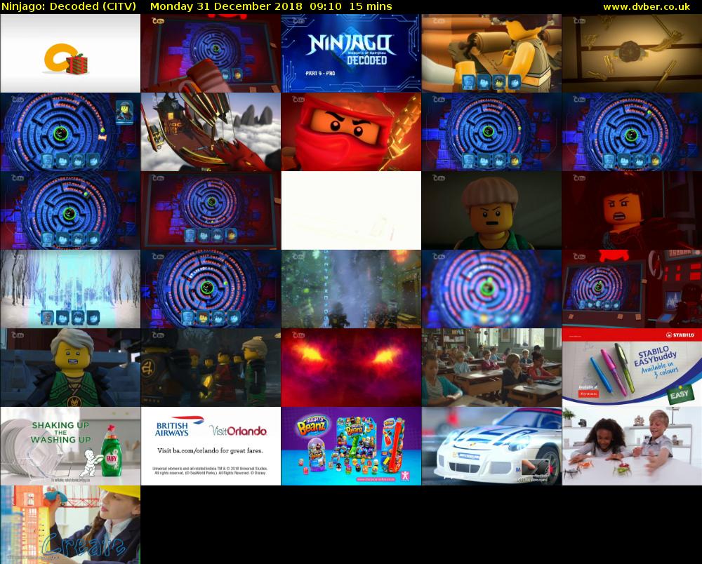 Ninjago: Decoded (CITV) Monday 31 December 2018 09:10 - 09:25
