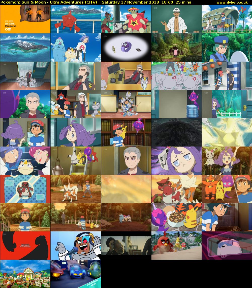 Pokemon: Sun & Moon - Ultra Adventures (CITV) Saturday 17 November 2018 18:00 - 18:25