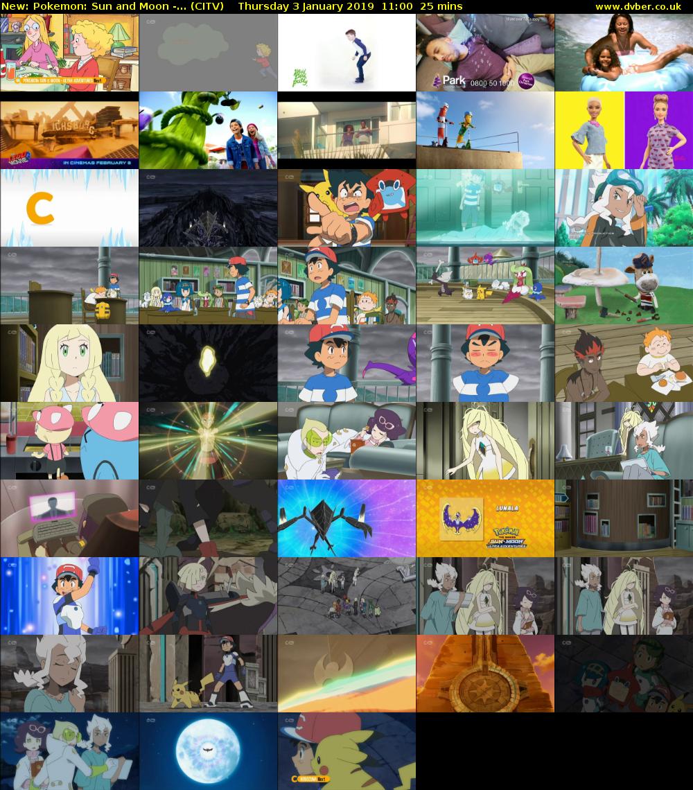 Pokemon: Sun and Moon -... (CITV) Thursday 3 January 2019 11:00 - 11:25