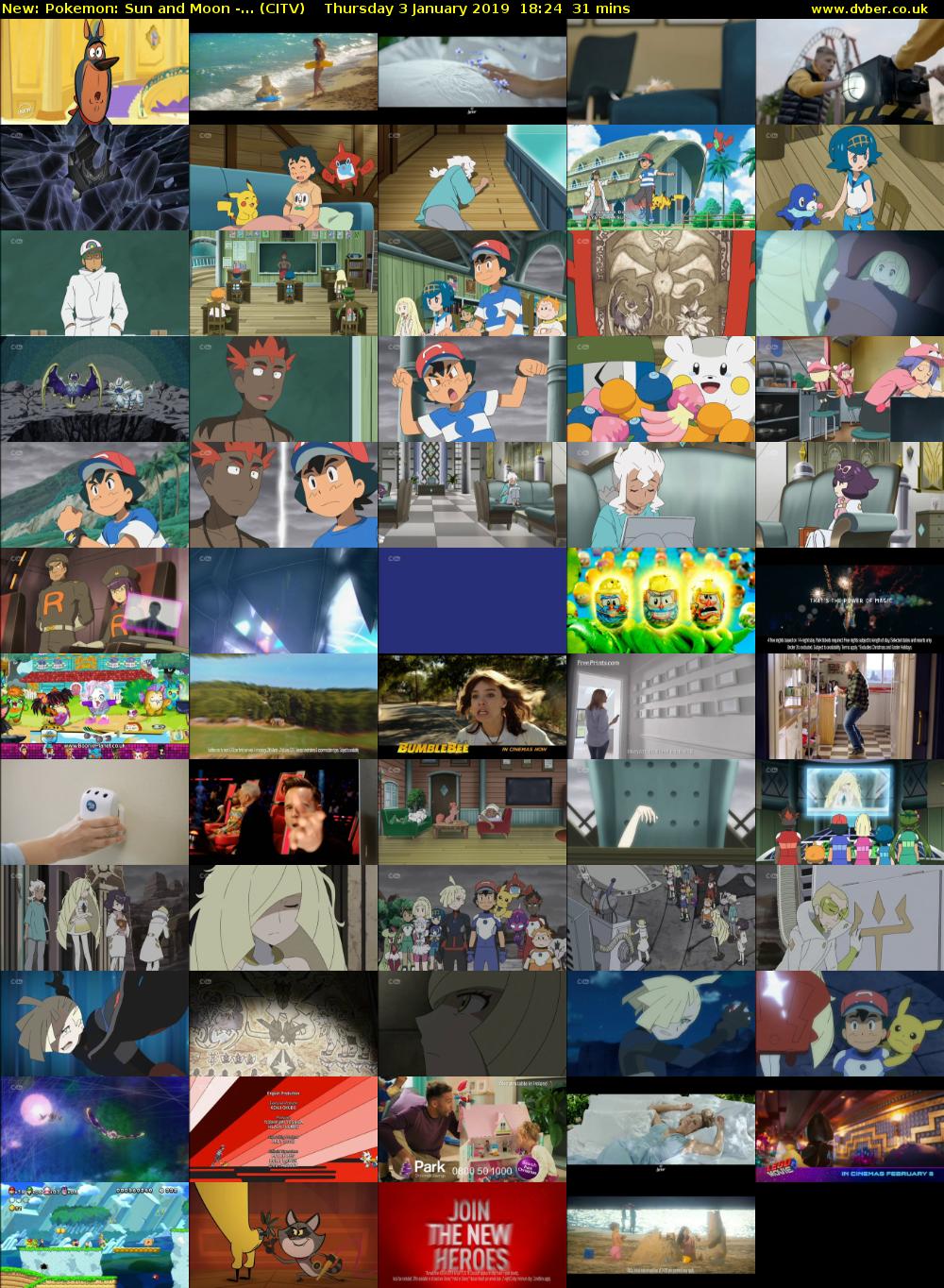 Pokemon: Sun and Moon -... (CITV) Thursday 3 January 2019 18:24 - 18:55