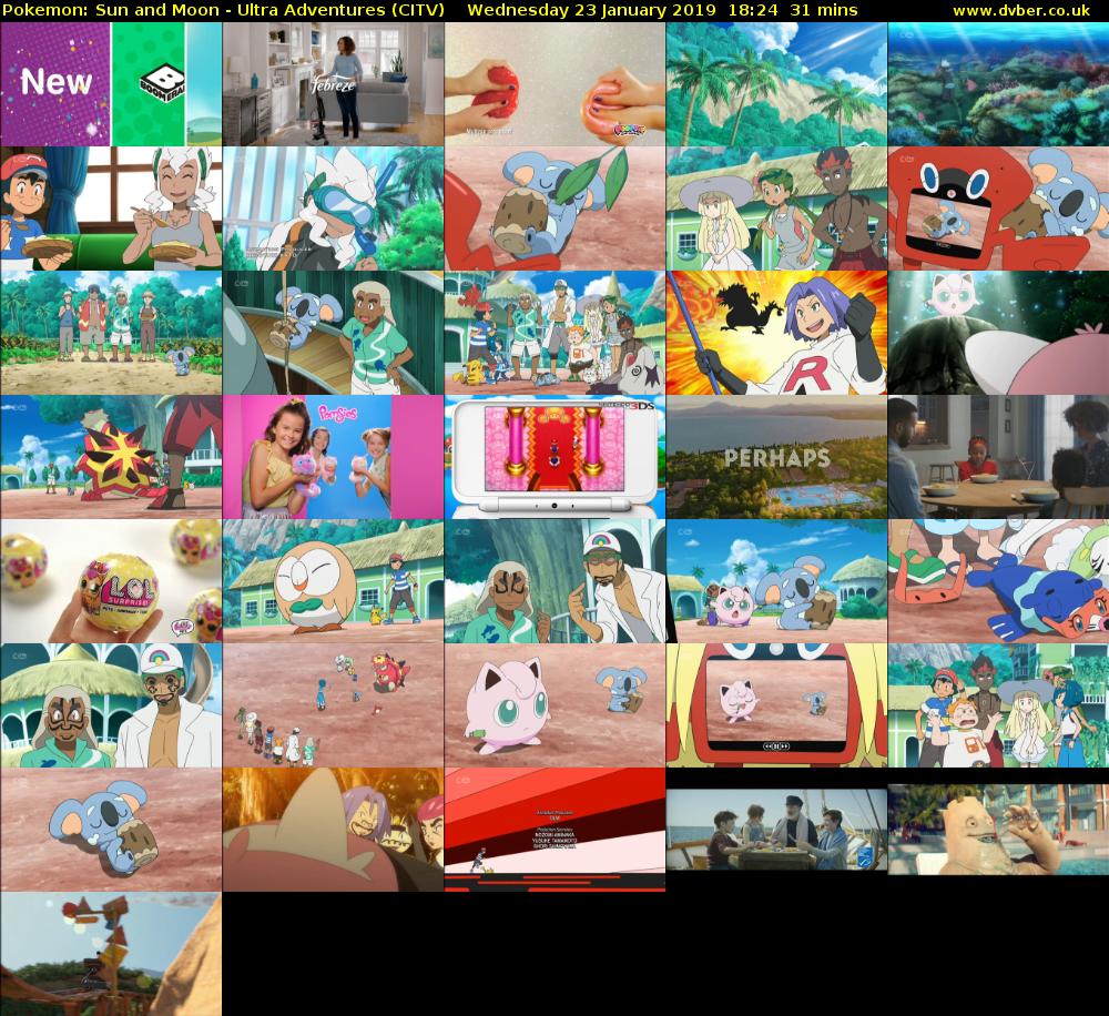 Pokemon: Sun and Moon - Ultra Adventures (CITV) Wednesday 23 January 2019 18:24 - 18:55