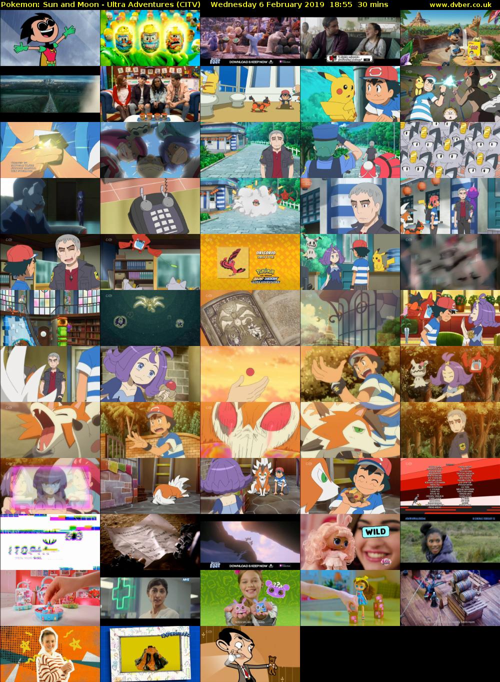 Pokemon: Sun and Moon - Ultra Adventures (CITV) Wednesday 6 February 2019 18:55 - 19:25