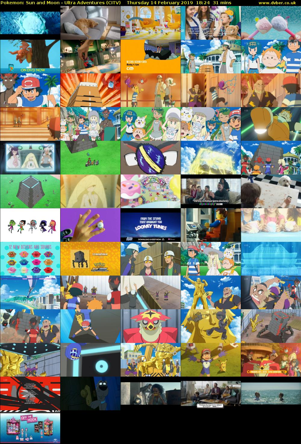 Pokemon: Sun and Moon - Ultra Adventures (CITV) Thursday 14 February 2019 18:24 - 18:55