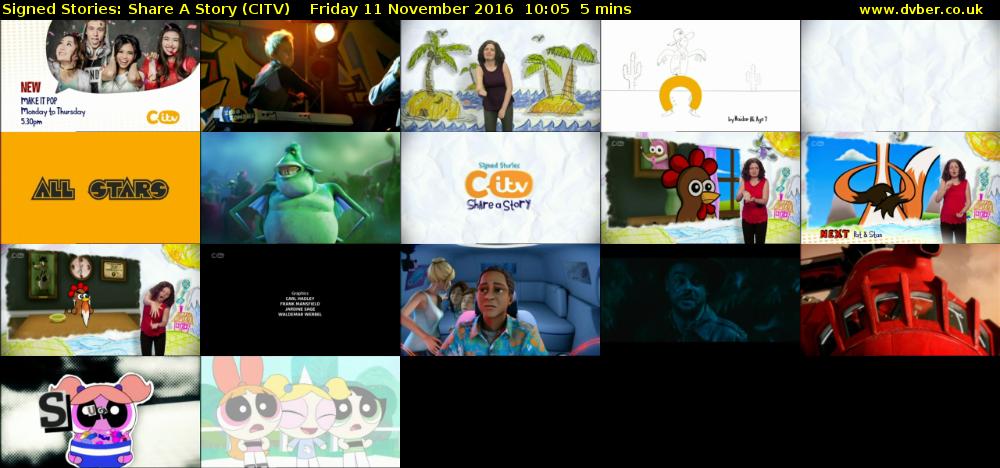 Signed Stories: Share A Story (CITV) Friday 11 November 2016 10:05 - 10:10