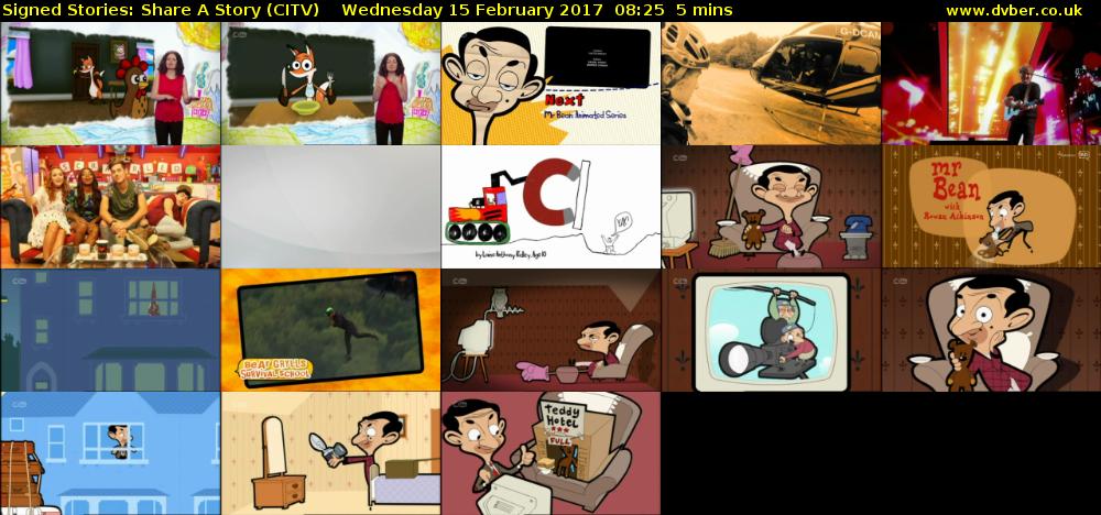 Signed Stories: Share A Story (CITV) Wednesday 15 February 2017 08:25 - 08:30