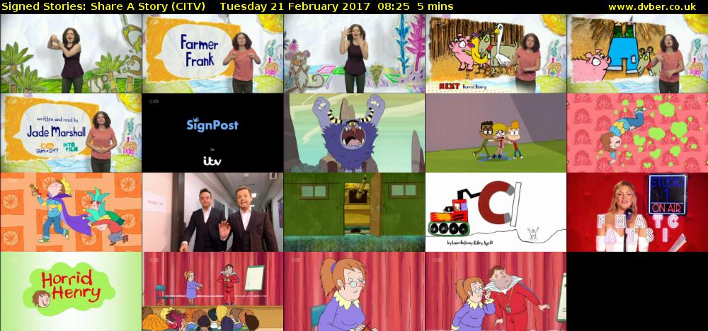 Signed Stories: Share A Story (CITV) Tuesday 21 February 2017 08:25 - 08:30