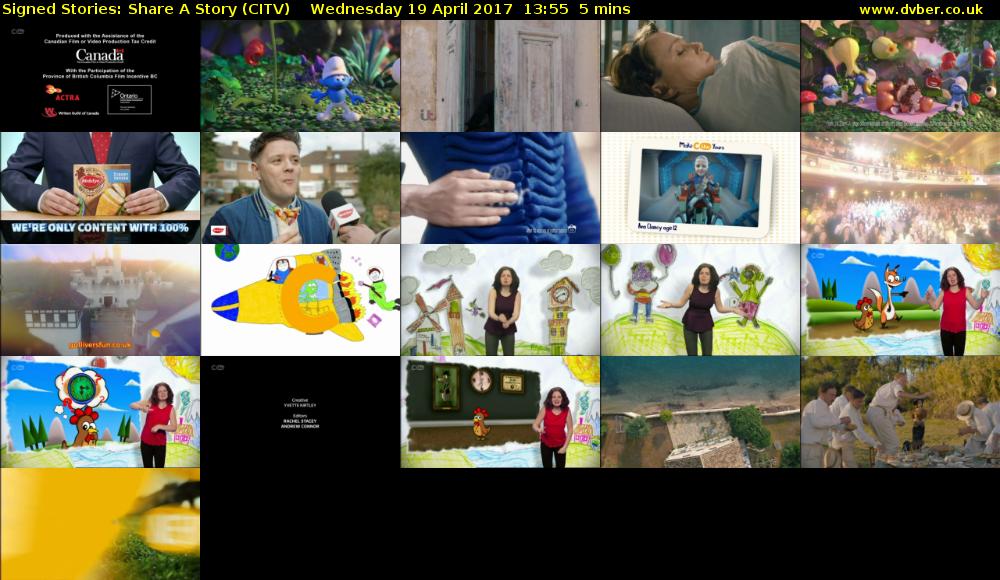 Signed Stories: Share A Story (CITV) Wednesday 19 April 2017 13:55 - 14:00