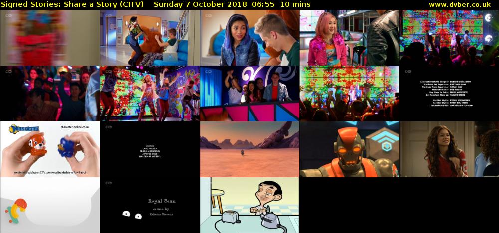 Signed Stories: Share a Story (CITV) Sunday 7 October 2018 06:55 - 07:05